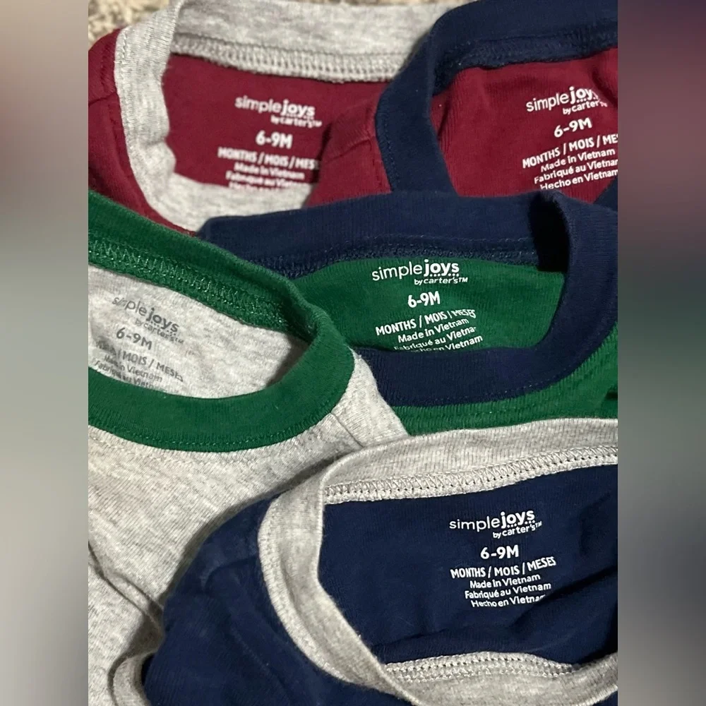 Simple Joys by Carter's Baby Boys' 6-PACK Short-Sleeve Bodysuits! Size 6-9 M.